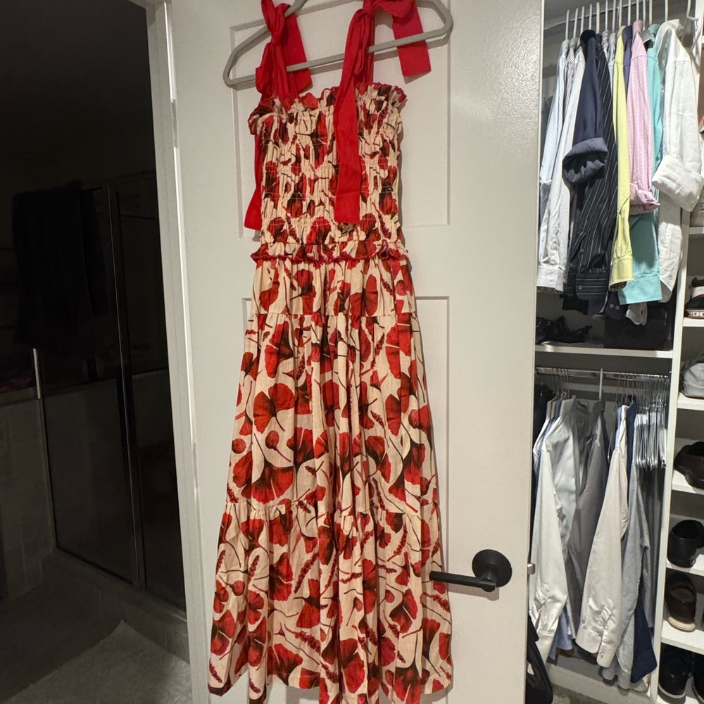 En Saison Josie Red and Cream Patterned Dress